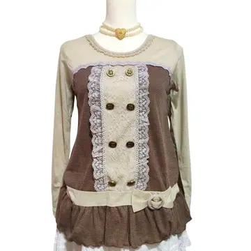 axes femme 더블 버튼 뷔스티에풍 풀오버 모리걸 레이스