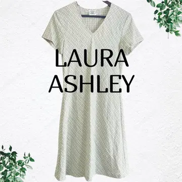 로라 애슐리 반팔 원피스 그린 V넥