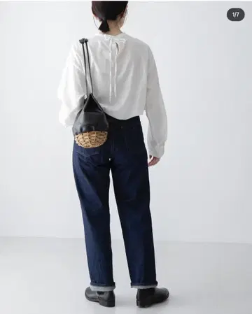 카구레 코튼 실크 백리본 블라우스