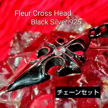 블랙 실버 크로스 목걸이 BLACK SILVER 925