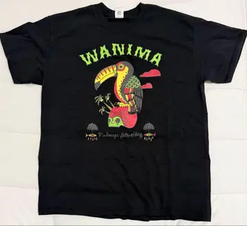 WANIMA 티셔츠 L 블랙 빅 프린트 밴드 티
