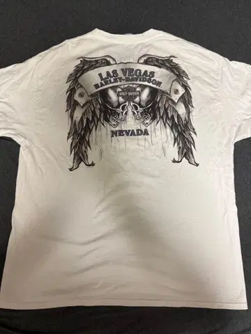 [레어] 할리데이비슨 포켓T셔츠 라스베가스 스컬 날개 화이트