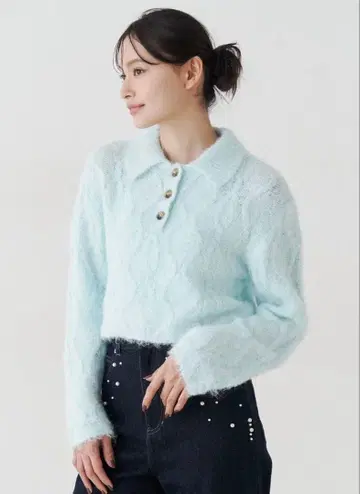 MERCURYDUO 케이블 폴로 카라 니트