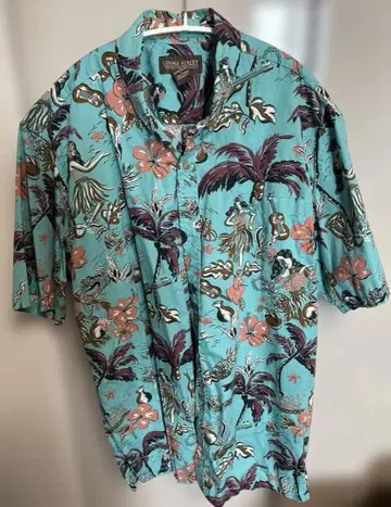 COOKE STREET 터콰이즈 하와이안 셔츠 L 사이즈
