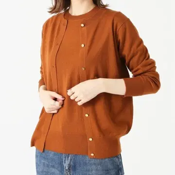 IENA ALBA 앙상블 오렌지 브라운 이에나 가디건