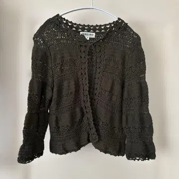 GEORGESRECH 올리브 그린 레이스 편직 가디건 칠부 코튼