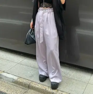 Lui's 루이스 벨트 포함 와이드 팬츠 바이올렛 여성용