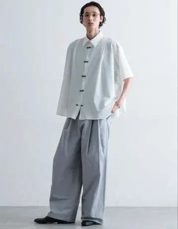 메탈 버튼 턱 오버 셔츠(HARE)