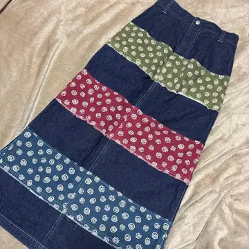 새상품급 세련된 데님 패치워크 롱 스커트