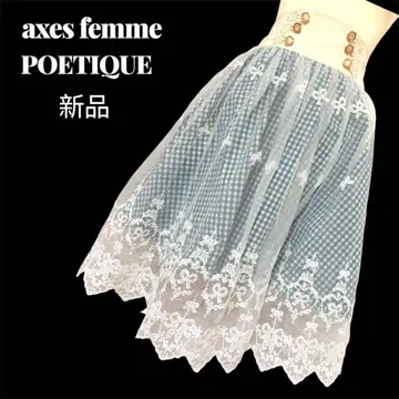 [ axes femme POETIQUE ] 깅엄 체크 x 튤 자수 스커트
