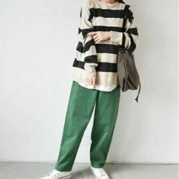 hagumu 하그무 테이퍼드 팬츠 코튼 그린