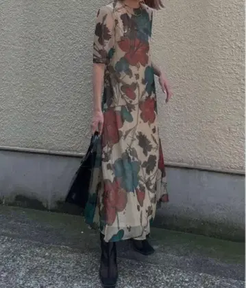 Ameri SCAN FLOWER CHIFFON DRESS