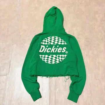 Dickies 숏 기장 후드티 컷오프 그린 y2k 스트릿