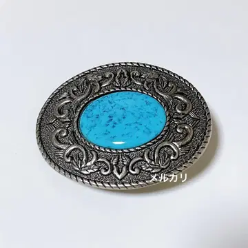 실버 터콰이즈 원형 버클 벨트