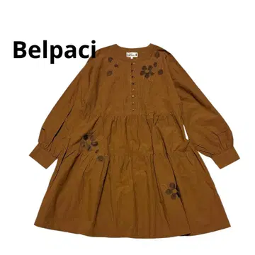 벨퍼치 Belpaci 긴팔 튜닉 꽃무늬 자수 브라운