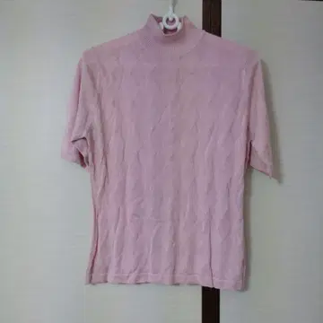 [ Josephin ] 핑크 다이아몬드 패턴 반팔 니트 실크 100%