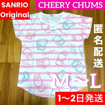 미사용 산리오 보더 치어리참 돌먼 반팔 T셔츠 M