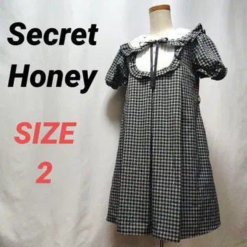 시크릿허니 체크 원피스 리본 타이
