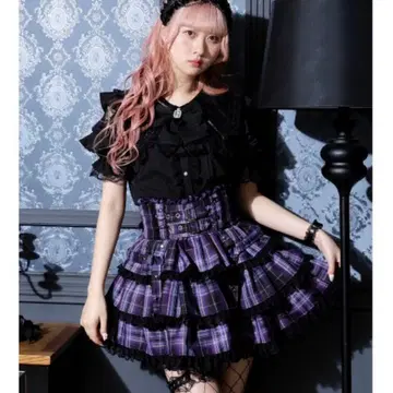 NOEMIE 더블 벨트 티어드 치마바지 퍼플 s