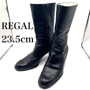 REGAL 리갈 미들 부츠 가죽 사이드 지퍼 블랙 23.5cm