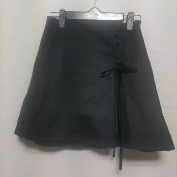 M 블랙 레이스업 미니 스커트 백 레이스업 지뢰계 한국 패션