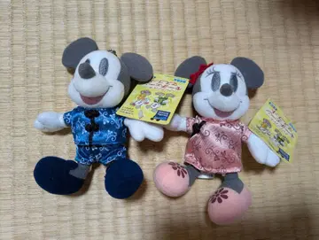 동양인 미키마우스 미니 마우스 봉제 인형 키링 2개 세트