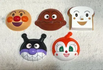 호빵맨 가면 5종 세트: 호빵맨, 카레빵맨, 빵빵이, 세균맨, 짤랑이