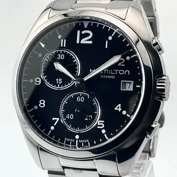 [ 작동/새 배터리 ] 해밀턴 카키 파이롯트 크로노그래프 손목시계 남성용