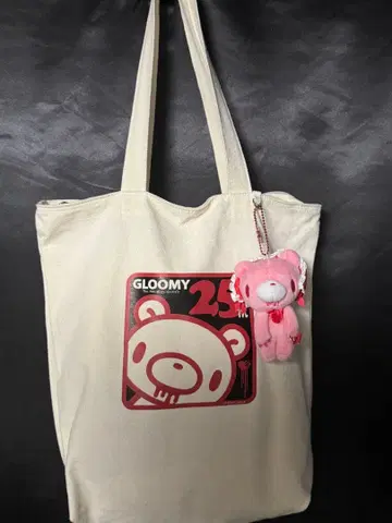 그루미 토트백 봉제 인형 참 포함 화이트 지뢰계