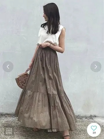 아뉴앙스 코튼 보일 티어드 스커트 프리 사이즈