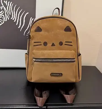 고양이 얼굴 디자인 브라운 백팩