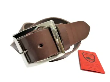 도치기 가죽 벨트 (초코) 연마 니켈 도금 버클 40mm 폭 통가죽