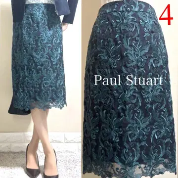 새상품급! 폴 스튜어트 Paul Stuart 자수 스커트 네이비 4 SM