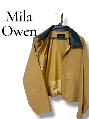 숏 기장 헌팅 자켓 BEG Mila Owen 골드 버튼