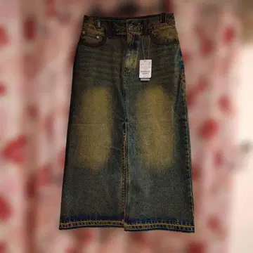 미사용 새상품 NAUTICA 퇴색 데님 롱 스커트