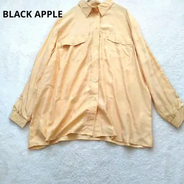 BLACK APPLE 긴팔 셔츠 옅은 노란색 오버 사이즈 실크 오렌지