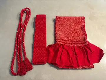 성인식 후리소데 혼례 히키후리소데 빨간색 골드 컬러 허리띠 세트