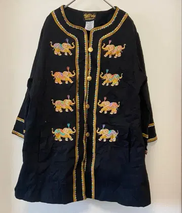 Bob Mackie 자수 자켓 코끼리 패턴 M 블랙 에스닉 겉옷