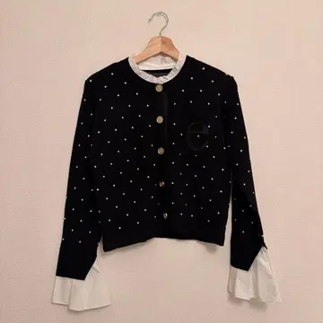 도트 무늬 블랙 니트 가디건
