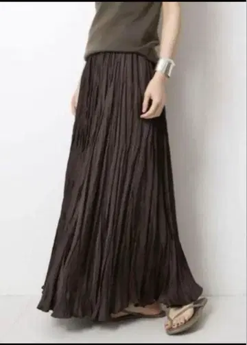 새상품급 Deuxieme Classe 플리츠 스커트 브라운 프리 사이즈