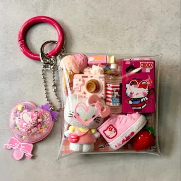 가챠 파우치 핑크 스니커즈 카메라 초콜릿 고양이