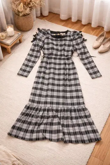 앙크루즈 리본 머메이드 롱 원피스