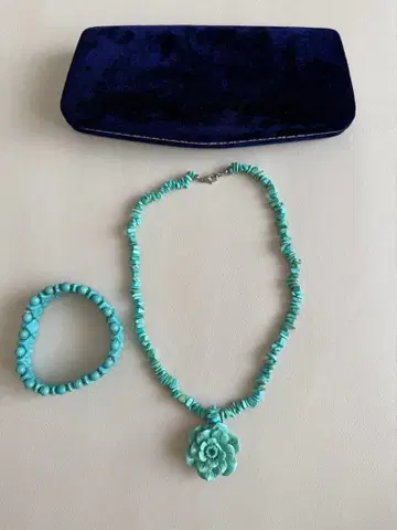 터콰이즈 목걸이 팔찌 세트 하와이