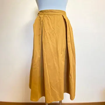 [ GU ] 머스타드 플레어 스커트 코튼 혼합 [ L ]