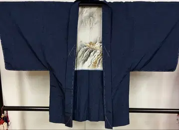 남성용 히게츠무기 겉옷 깃털 안감 풍경 무늬
