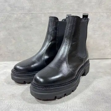 에네스 ENESS 사이드 고어 가죽 첼시 부츠 블랙 22.5