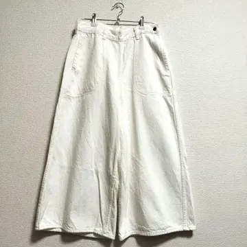 오어슬로우 와이드 데님 가우초 팬츠 M 화이트 일본제 내추럴