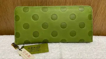 엠보 도트 무늬 라운드 지퍼 장지갑 일본제 그린