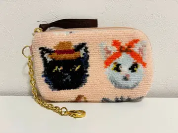 FEILER 고양이 얼굴 자수 파우치 러브리 프리티 캣츠 파우치 고양이