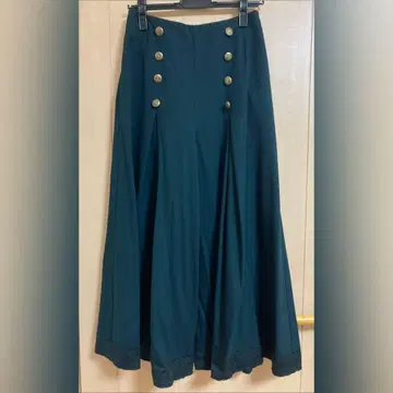 axes femme 연단추 디자인 플레어 팬츠 D 그린 M